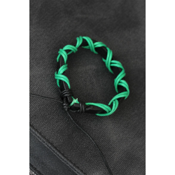 Mey İthalat® Yeşil İpli Siyah Renk Deri Erkek Bileklik