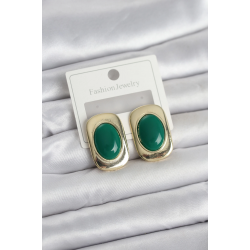 Mey İthalat® Yeşil Renk Kare Model Vintage Kadın Küpe