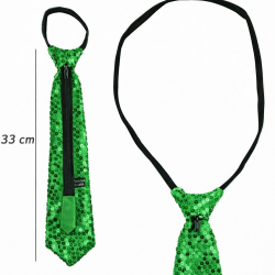Mey İthalat® Yeşil Renk Pul Payetli Işıltılı Parti Kravatı 33 cm