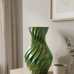 Mey İthalat® Yeşil Spiral 3D Baskı Vazo Estetik Modern Ev Ofis Dekoru