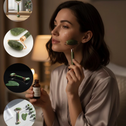 Mey İthalat® Yeşim Taşı Yüz Masaj Seti Şişlik Azaltıcı 2 Parça