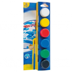 Mey İthalat® Yıkanabilir Sulu Boya 25 ml x 6 Renk Fırçalı Set