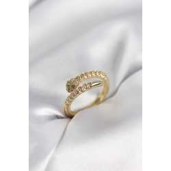 Mey İthalat® Yılan Model Gold Renk Zirkon Taşlı Kadın Yüzük
