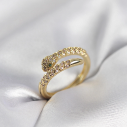 Mey İthalat® Yılan Model Gold Renk Zirkon Taşlı Kadın Yüzük