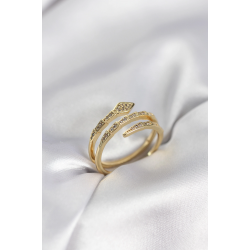 Mey İthalat® Yılan Model Gold Renk Zirkon Taşlı Kadın Yüzük