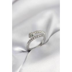 Mey İthalat® Yılan Model Gümüş Renk Zirkon Taşlı Kadın Yüzük