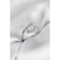 Mey İthalat® Yılan Model Gümüş Renk Zirkon Taşlı Kadın Yüzük