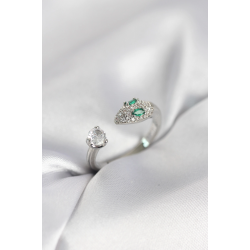 Mey İthalat® Yılan Model Zirkon Taşlı Gümüş Renk Kadın Yüzük