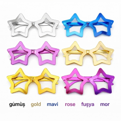 Mey İthalat® Yıldız Şekilli Parti Gözlüğü 12 Adet – 6 Renk ( Camsız )