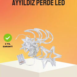 Mey İthalat® Yıldız ve Ay Figürlü Prizli Perde LED Işık Romantik Ortam Aydınlatması