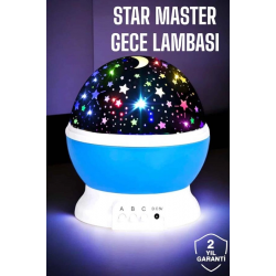 Mey İthalat® Yıldızlı Gökyüzü Projeksiyon Gece Lambası Hareketli Işık Şovu