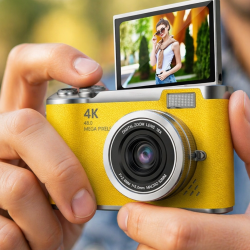 Mey İthalat® Yüksek Çözünürlüklü 48 MP Kamera 4K Video Çekim Selfie Vlog Fotoğraf Makinesi
