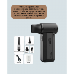 Mey İthalat® Yüksek Hızlı Kablosuz El Tipi Hava Üfleme Temizlik Cihazı