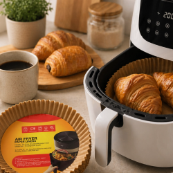 Mey İthalat® Yuvarlak Airfryer Kağıdı 100 Adet Yağ Tutmaz Hazne Koruyucu