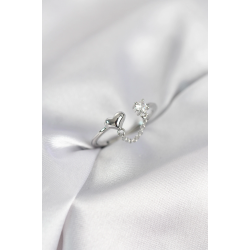 Mey İthalat® Zincir Sallantılı Kalp Model Gümüş Renk Kadın Yüzük