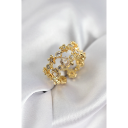 Mey İthalat® Zirkon Taşlı 2'li Model Gold Renk Kadın Yüzük