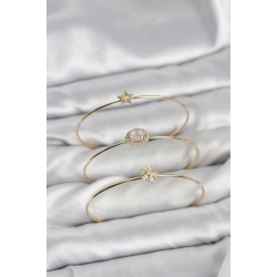 Mey İthalat® Zirkon Taşlı Gold Renk Tek Taş Model 3'lü Kadın Bileklik Kombini