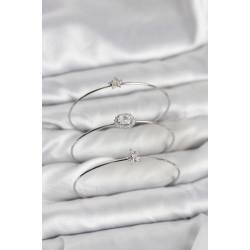 Mey İthalat® Zirkon Taşlı Gümüş Renk Tek Taş Model 3'lü Kadın Bileklik Kombini