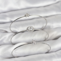 Mey İthalat® Zirkon Taşlı Gümüş Renk Tek Taş Model 3'lü Kadın Bileklik Kombini