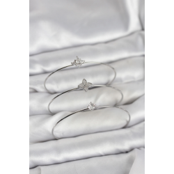 Mey İthalat® Zirkon Taşlı Gümüş Renk Yonca Model 3'lü Kadın Bileklik Kombini