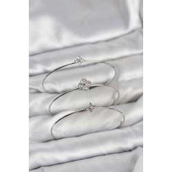 Mey İthalat® Zirkon Taşlı Gümüş Renk Yonca Tasarım 3'lü Kadın Bileklik Kombini