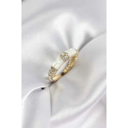 Mey İthalat® Zirkon Taşlı Kemik Model Gold Renk Kadın Yüzük