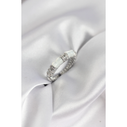 Mey İthalat® Zirkon Taşlı Kemik Model Gümüş Renk Kadın Yüzük