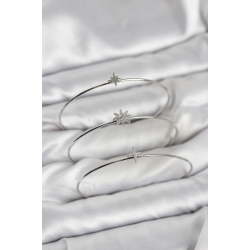 Mey İthalat® Zirkon Taşlı Kutup Yıldızı Model Gümüş Renk 3'lü Kadın Bileklik Kombini