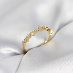 Mey İthalat® Zirkon Taşlı Pirinç Gold Renk Kadın Yüzük