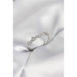 Mey İthalat® Zirkon Taşlı Pirinç Gümüş Renk Kadın Yüzük