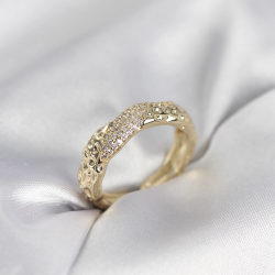 Mey İthalat® Zirkon Taşlı Puntalı Gold Renk Kadın Yüzük