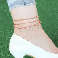 Mey İthalat® Zirkon Taşlı Rose Renk Zincirli Hal Hal