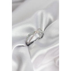 Mey İthalat® Zirkon Taşlı Sarmal Sedefli Gümüş Renk Kadın Yüzük