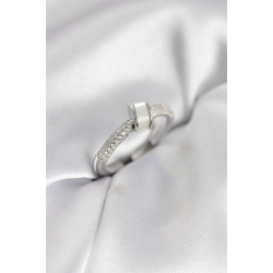 Mey İthalat® Zirkon Taşlı Sedefli Gümüş Renk Kadın Yüzük