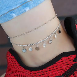 Mey İthalat® Zirkon Taşlı Silver Renk Kaplama Kalpli Hal Hal