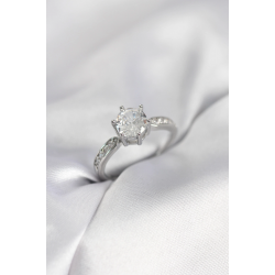 Mey İthalat® Zirkon Taşlı Tek Taş Model Gümüş Renk Kadın Yüzük