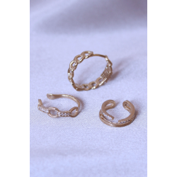 Mey İthalat® Zirkon Taşlı Zincir Model Küpe Seti