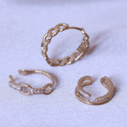 Mey İthalat® Zirkon Taşlı Zincir Model Küpe Seti