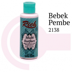 Mey İthalat® Rich Multi Surface 2138 Bebek Pembe Akrilik Boya 120 cc