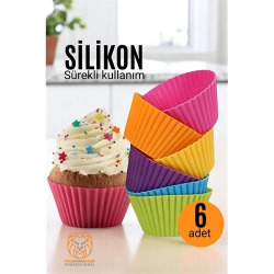 Mey İthalat® Silikon Muffin Kalıbı - Sürekli Kullanım Muffin Kek Kalıbı 6 ADET 721702