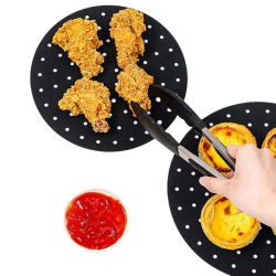 Mey İthalat® Siyah Isıya Dayanıklı Yıkanılabilir Silikon Fırın Ve Airfryer Yuvarlak Model Pişirme Matı 20 Cm