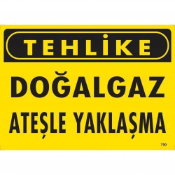 Mey İthalat® Tehlike Doğalgaz Ateşle Yaklaşma Uyarı Levhası 25x35 KOD:750