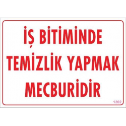 Mey İthalat® Temizlik Düzen Uyarı Levhası 25x35 KOD:1202