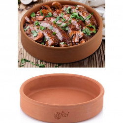 Toprak Güveç, Fırın Kabı, Yuvarlak Fırın Tepsisi Büyük Boy 30 cm