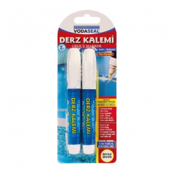 Mey İthalat® Vodaseal Çift Uçlu Su Bazlı Kokusuz Kalıcı Derz Kalemi Beyaz 2 Adet