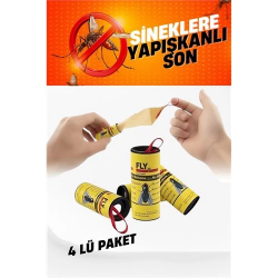 Mey İthalat® Yapışkanlı Sinek Şeridi Sinek Kapanı 4 ADET 721533