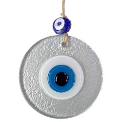 Mini Boy Silver Gri Nazar Boncuklu Duvar Süsü 10 Cm Cam Duvar Dekoru