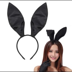 Siyah Saten Tavşan Kulak Taç