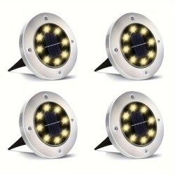 Solar Güneş Enerjili 8 ledli Kazıklı Çim Zemin Bahçe Aydınlatması 4 Lü Set