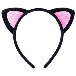 Sevimli Kedi Kulak Pofuduk Kedi Taç Siyah İçi Pembe Renk